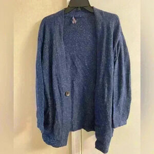 J jill navy blue speckled angora rabbit hair sweater cardigan. Large